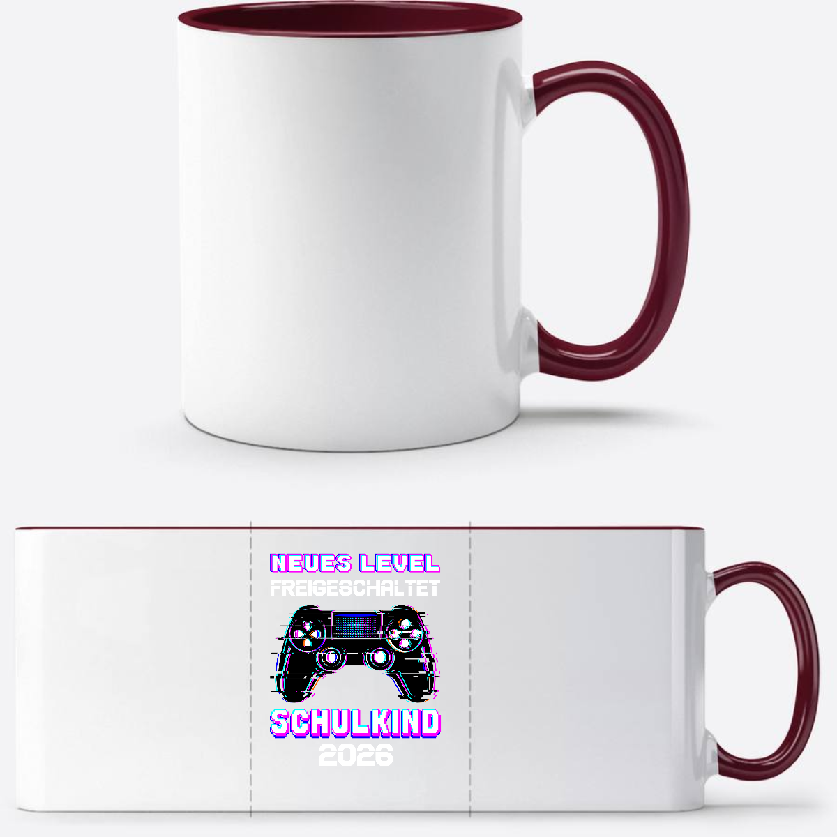 Tasse Schulkind 2026 – Neues Level freigeschaltet Gamer - White/Bordeaux