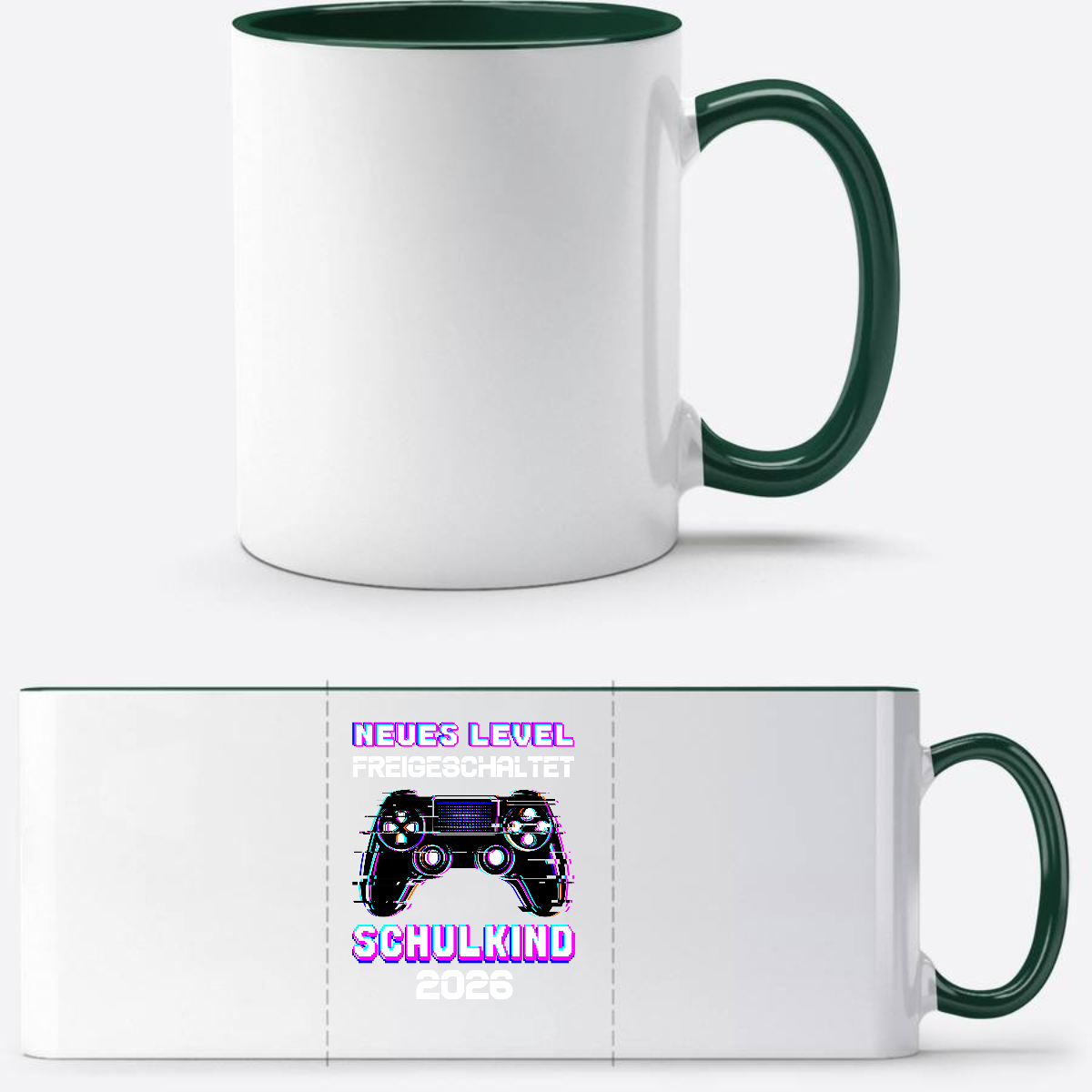 Tasse Schulkind 2026 – Neues Level freigeschaltet Gamer - White/Petrol