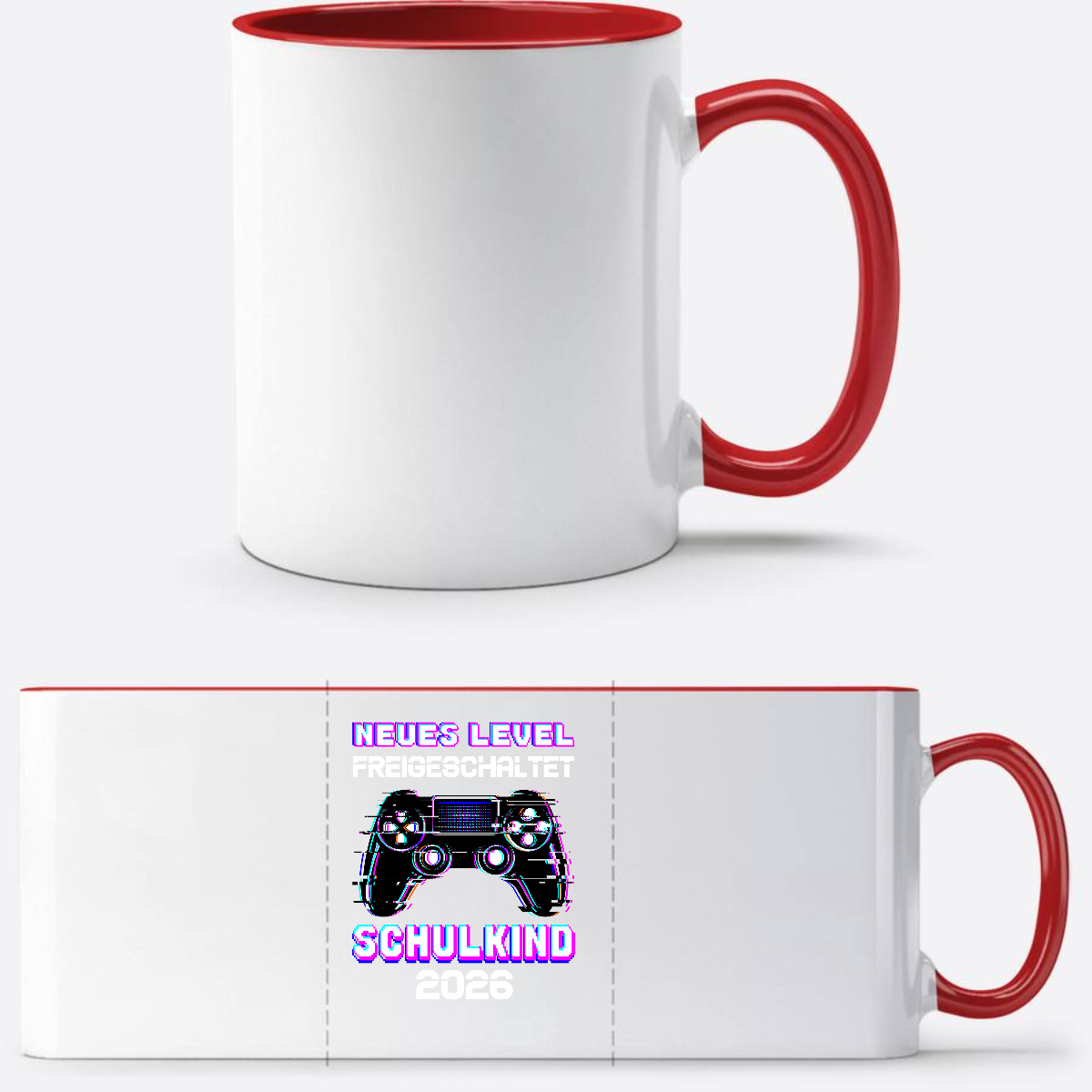 Tasse Schulkind 2026 – Neues Level freigeschaltet Gamer - White/Red