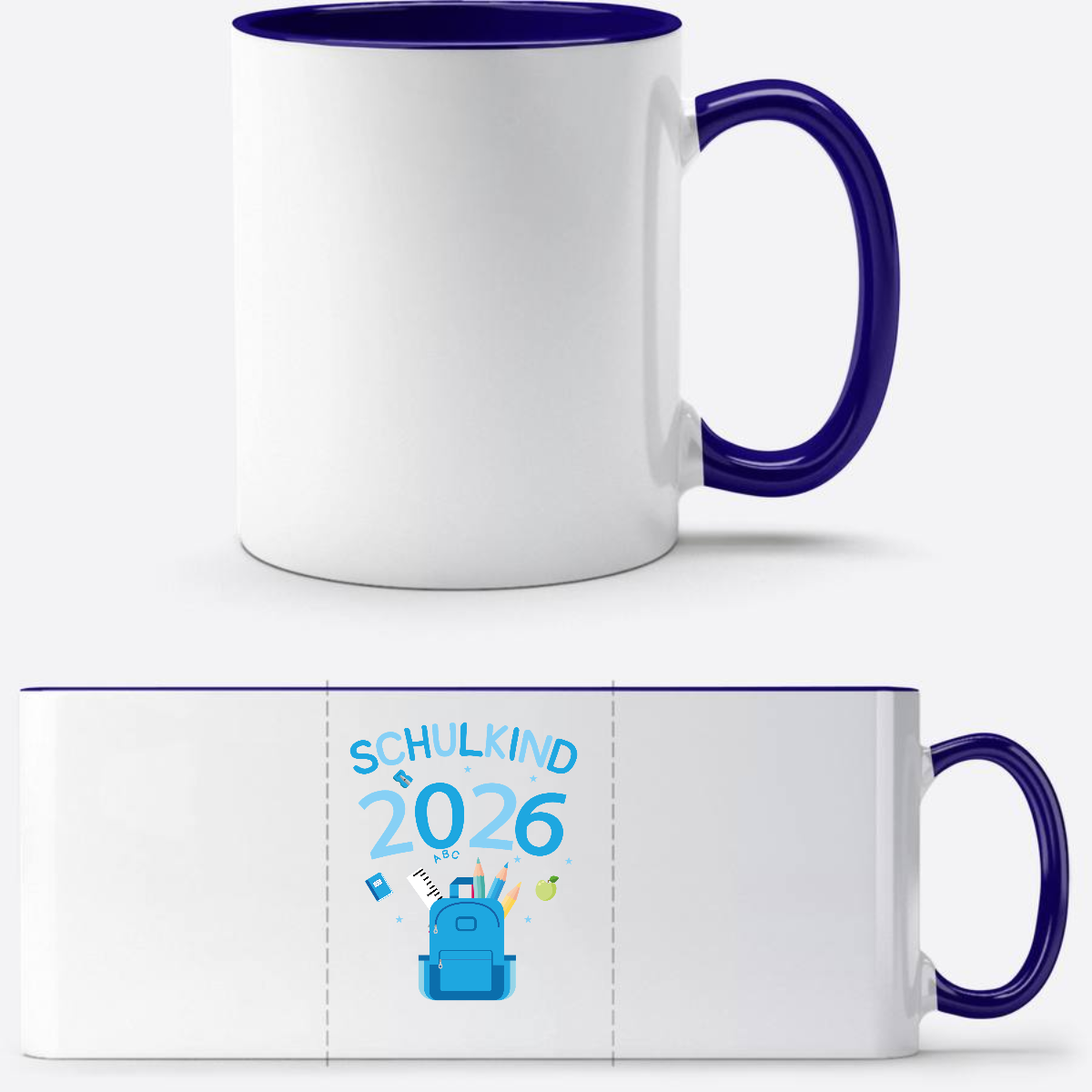 Tasse Schulkind 2026 – Personalisiertes Geschenk zur Einschulung - Weiß/Dunkelblau