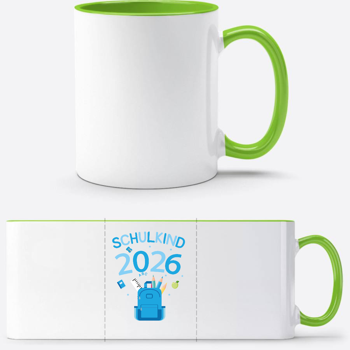 Tasse Schulkind 2026 – Personalisiertes Geschenk zur Einschulung - Weiß/Grün
