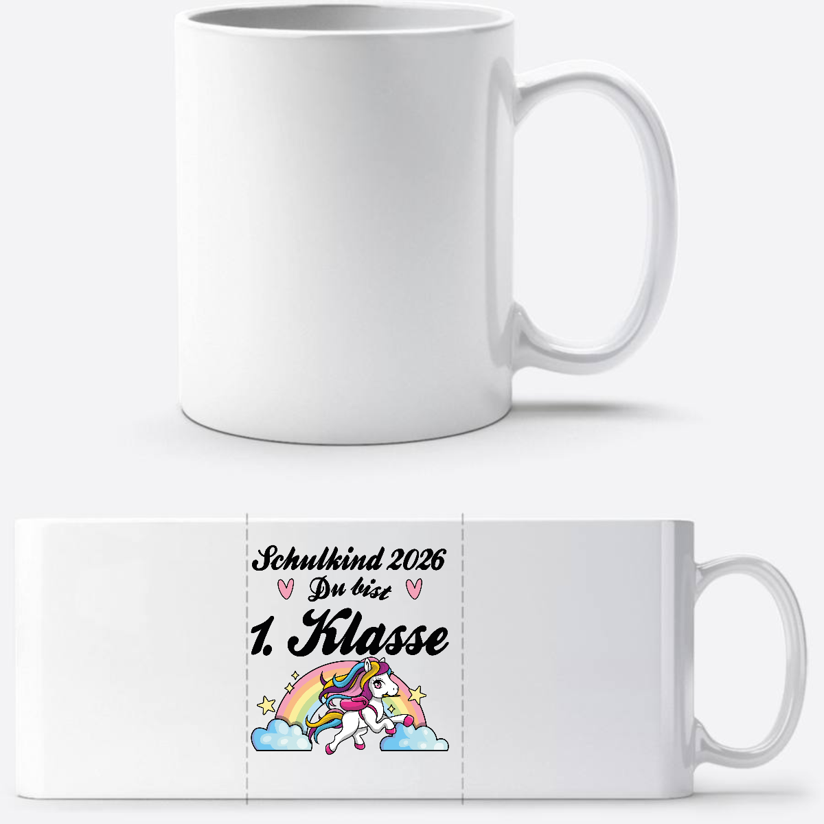 Tasse Schulkind 2026 Pferd – Du bist erstklassig mit Name - Weiß