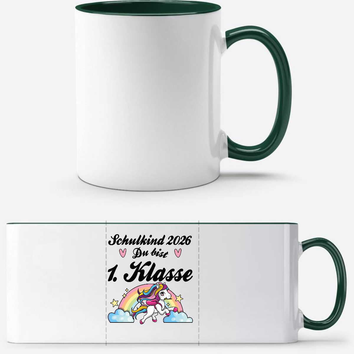 Tasse Schulkind 2026 Pferd – Du bist erstklassig mit Name - White/Petrol