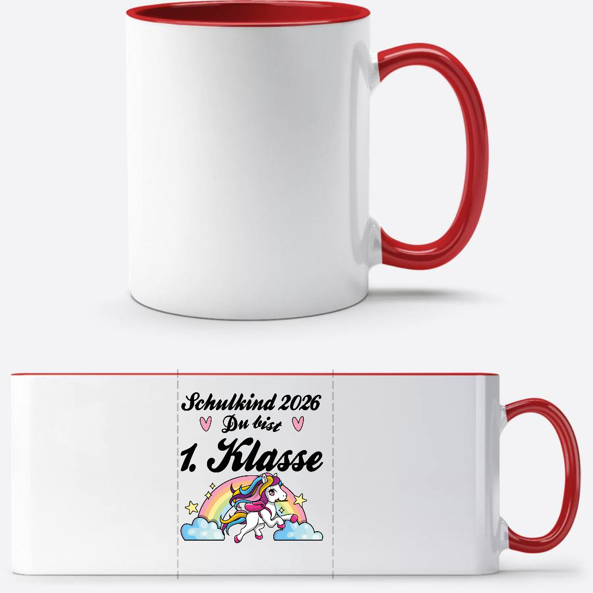 Tasse Schulkind 2026 Pferd – Du bist erstklassig mit Name - White/Red