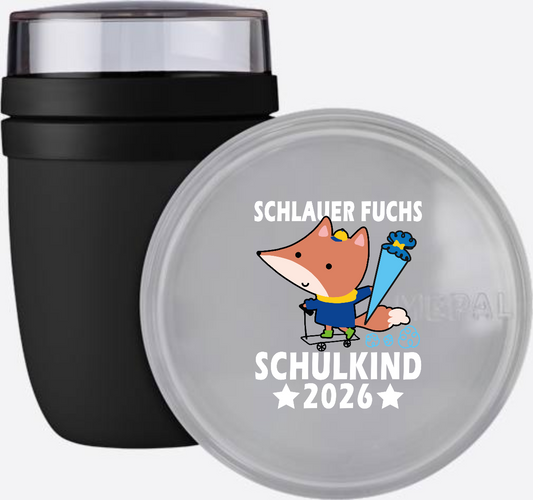 Tasse Schulkind 2026 – Schlauer Fuchs mit Wunschnamen - Nordic Black