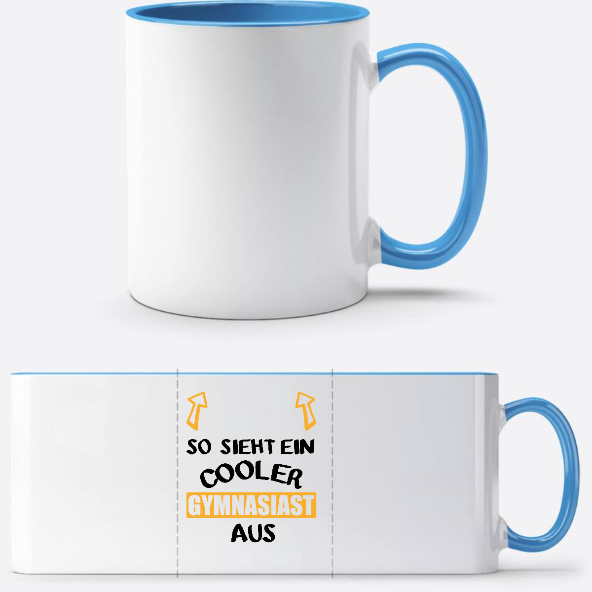 Tasse: So sieht ein cooler Gymnasiast aus – mit Namen - Weiß/Hellblau