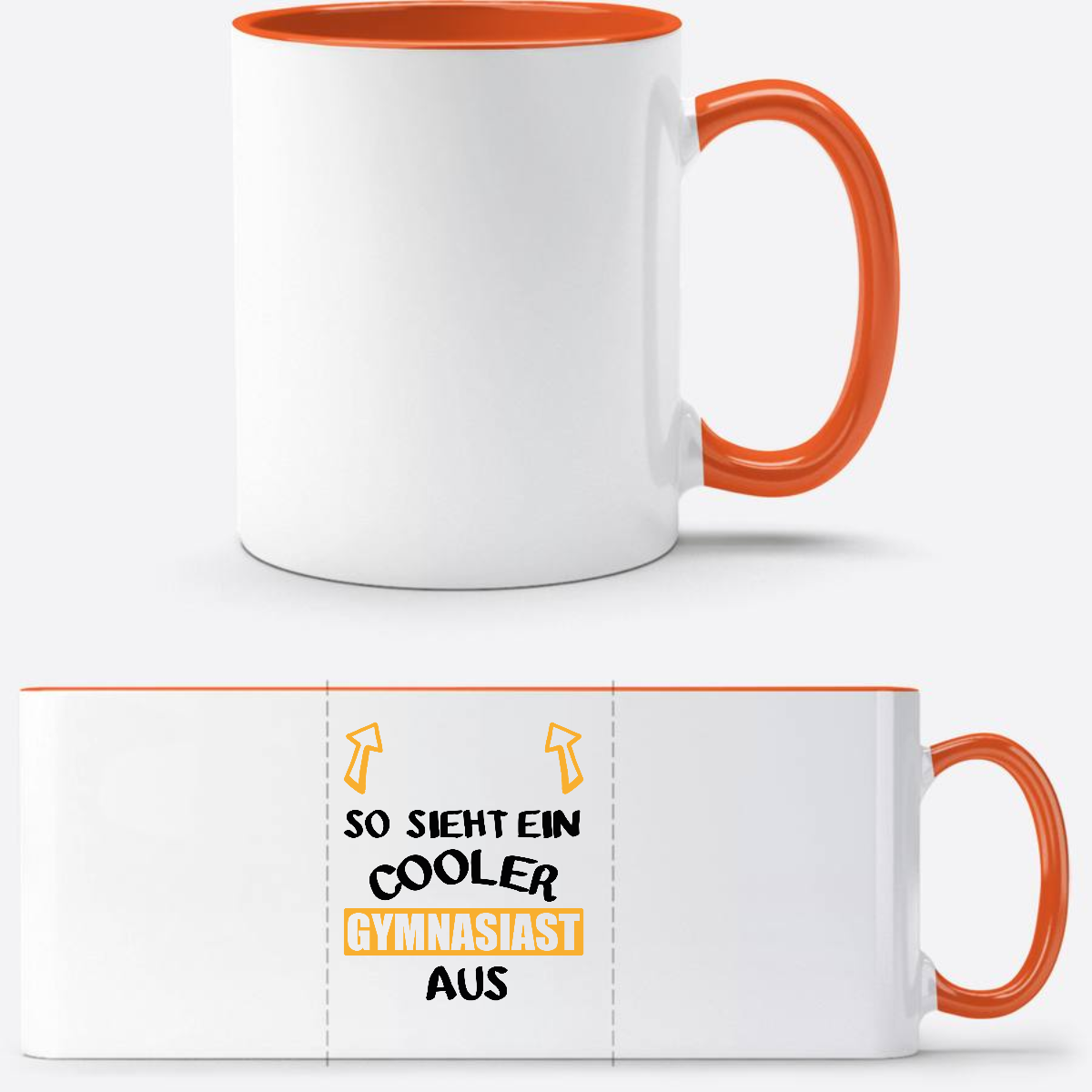 Tasse: So sieht ein cooler Gymnasiast aus – mit Namen - Weiß/Orange