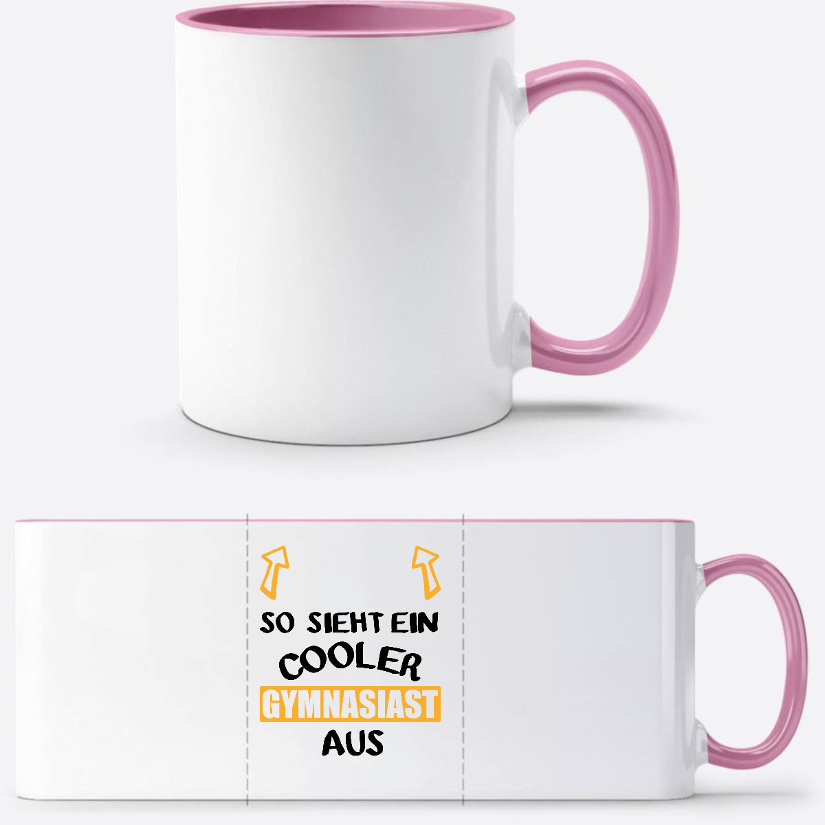 Tasse: So sieht ein cooler Gymnasiast aus – mit Namen - Weiss/Rosa