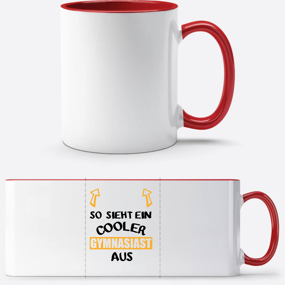 Tasse: So sieht ein cooler Gymnasiast aus – mit Namen - White/Red