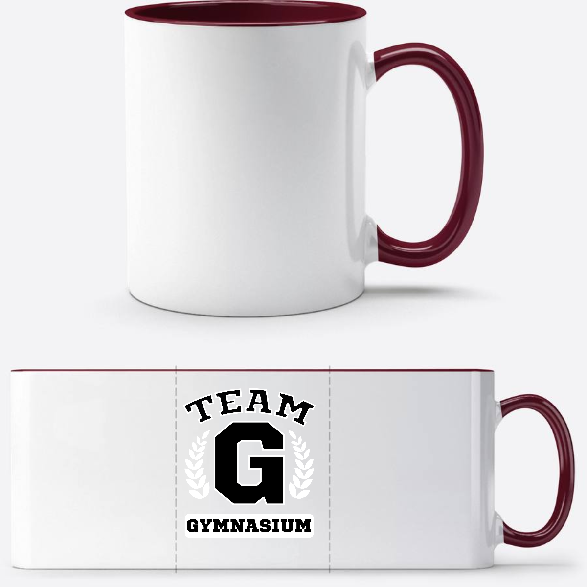 Tasse Team Gymnasium mit Wunschnamen – Geschenk zum Schulstart - White/Bordeaux