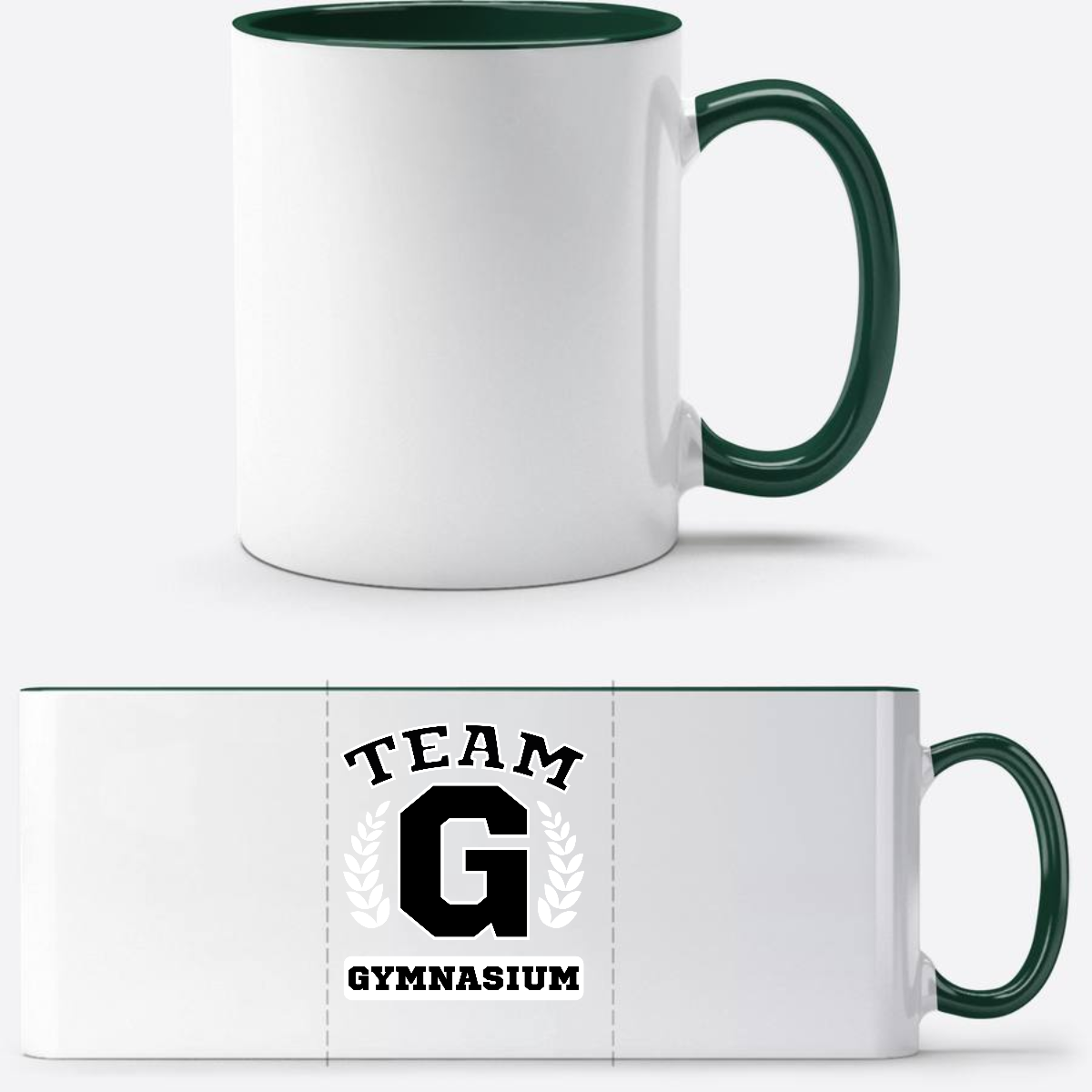 Tasse Team Gymnasium mit Wunschnamen – Geschenk zum Schulstart - White/Petrol