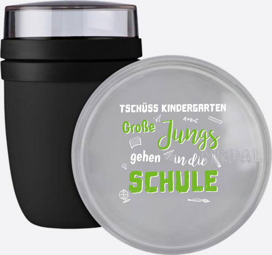 Tasse Tschüss Kindergarten – Geschenk zur Einschulung für Jungs - Nordic Black