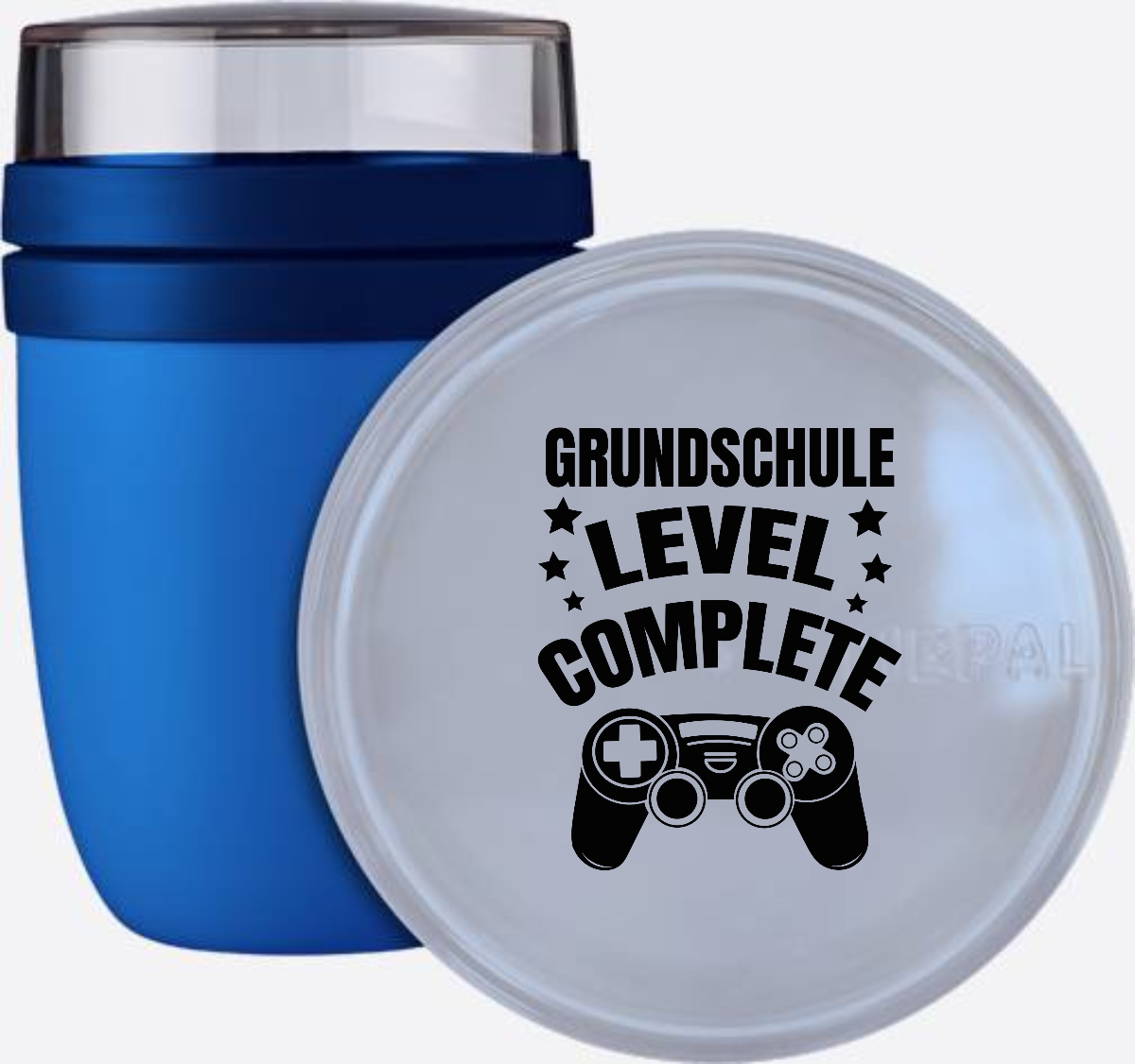 Tasse zum Schulstart: Level Complete schwarz mit Name - Vivid Blue