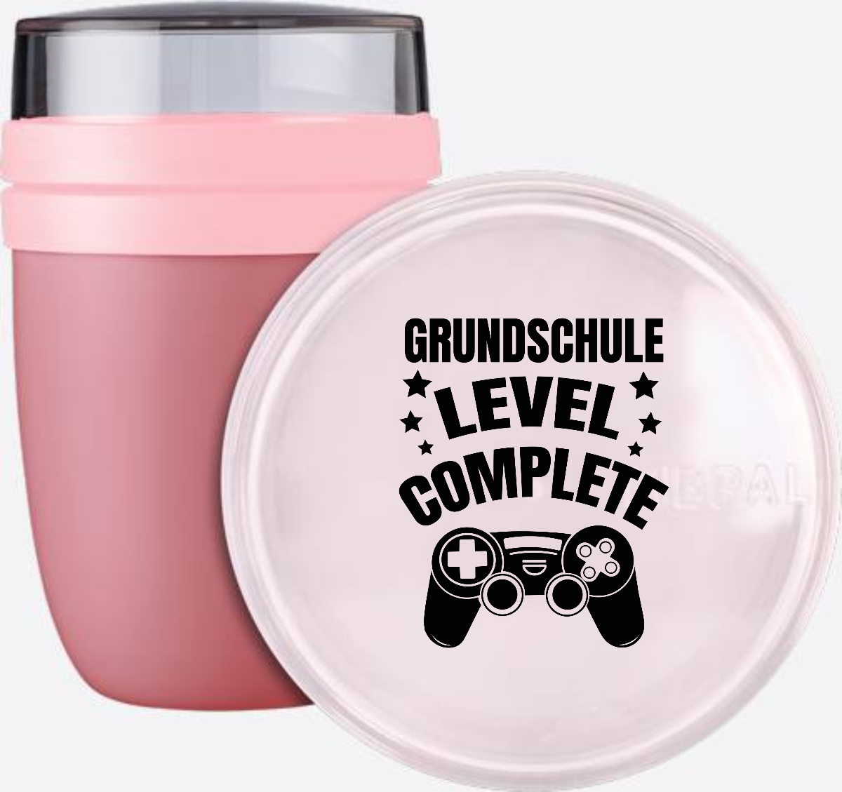 Tasse zum Schulstart: Level Complete schwarz mit Name - Vivid Mauve