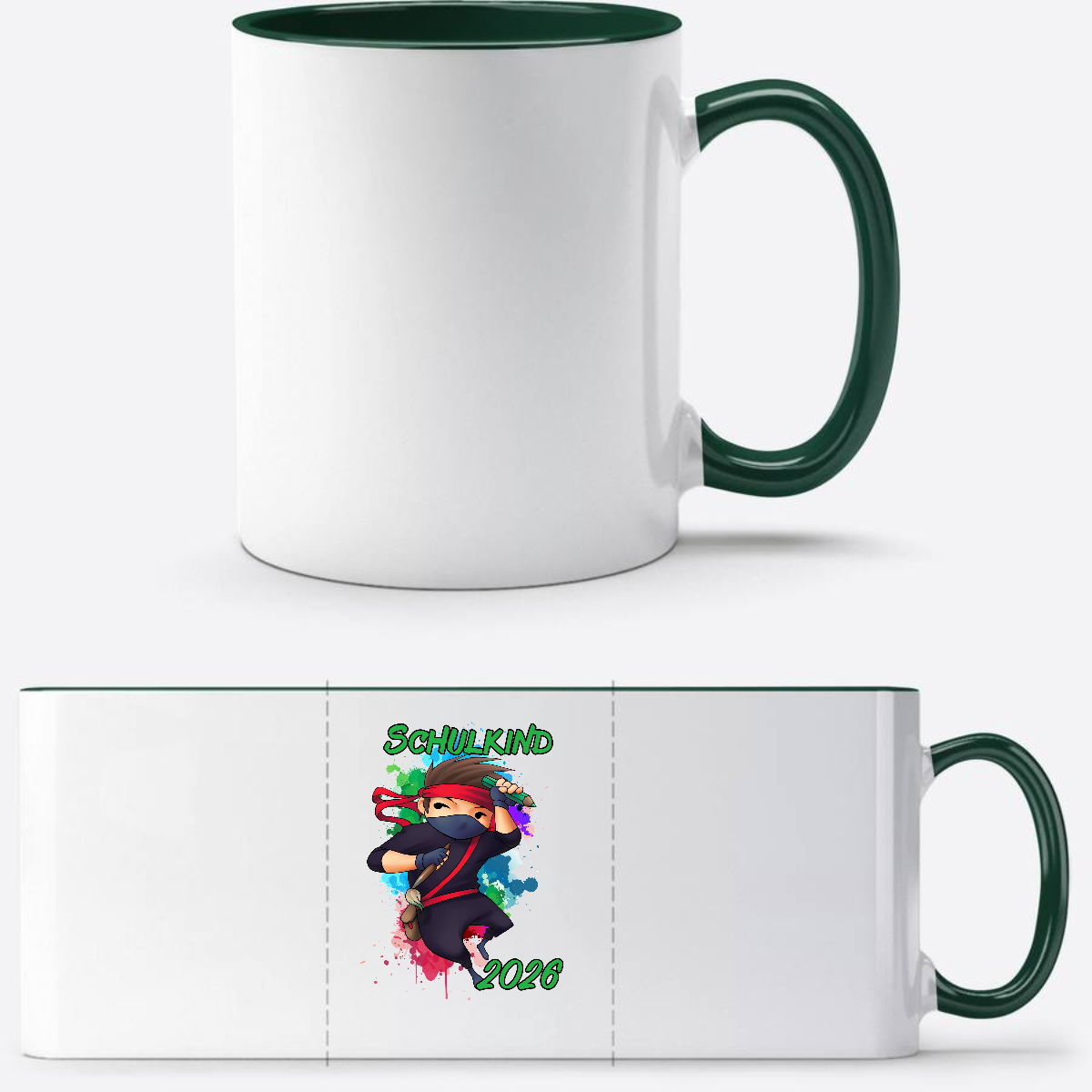 Tasse zur Einschulung 2026 – Cooler Ninja Junge mit Name - White/Petrol