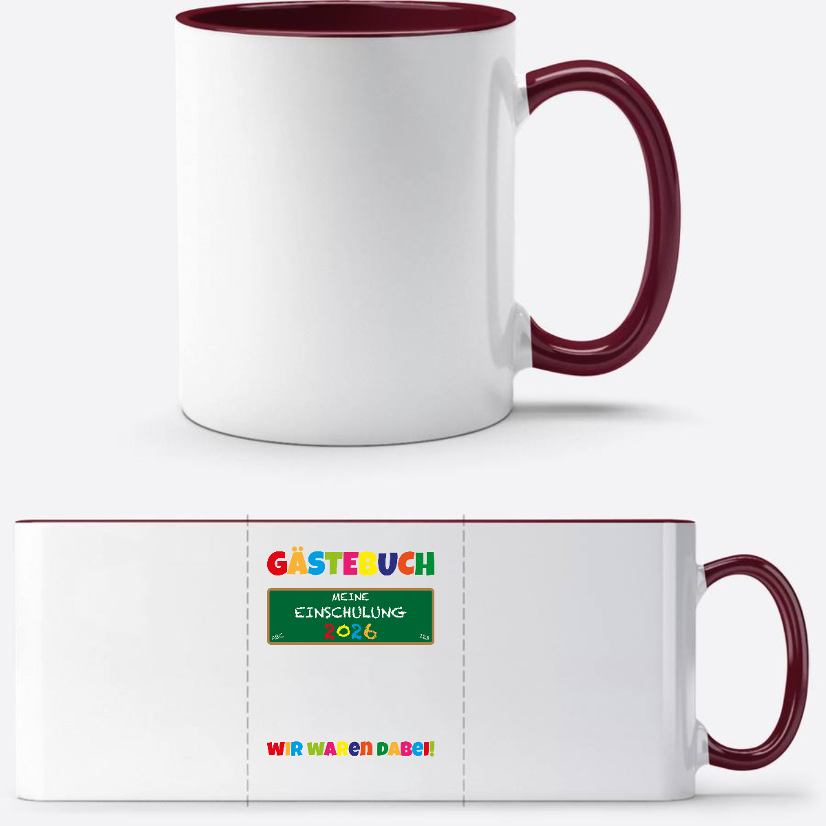 Tasse zur Einschulung 2026 – Geschenk für Schulkinder - White/Bordeaux