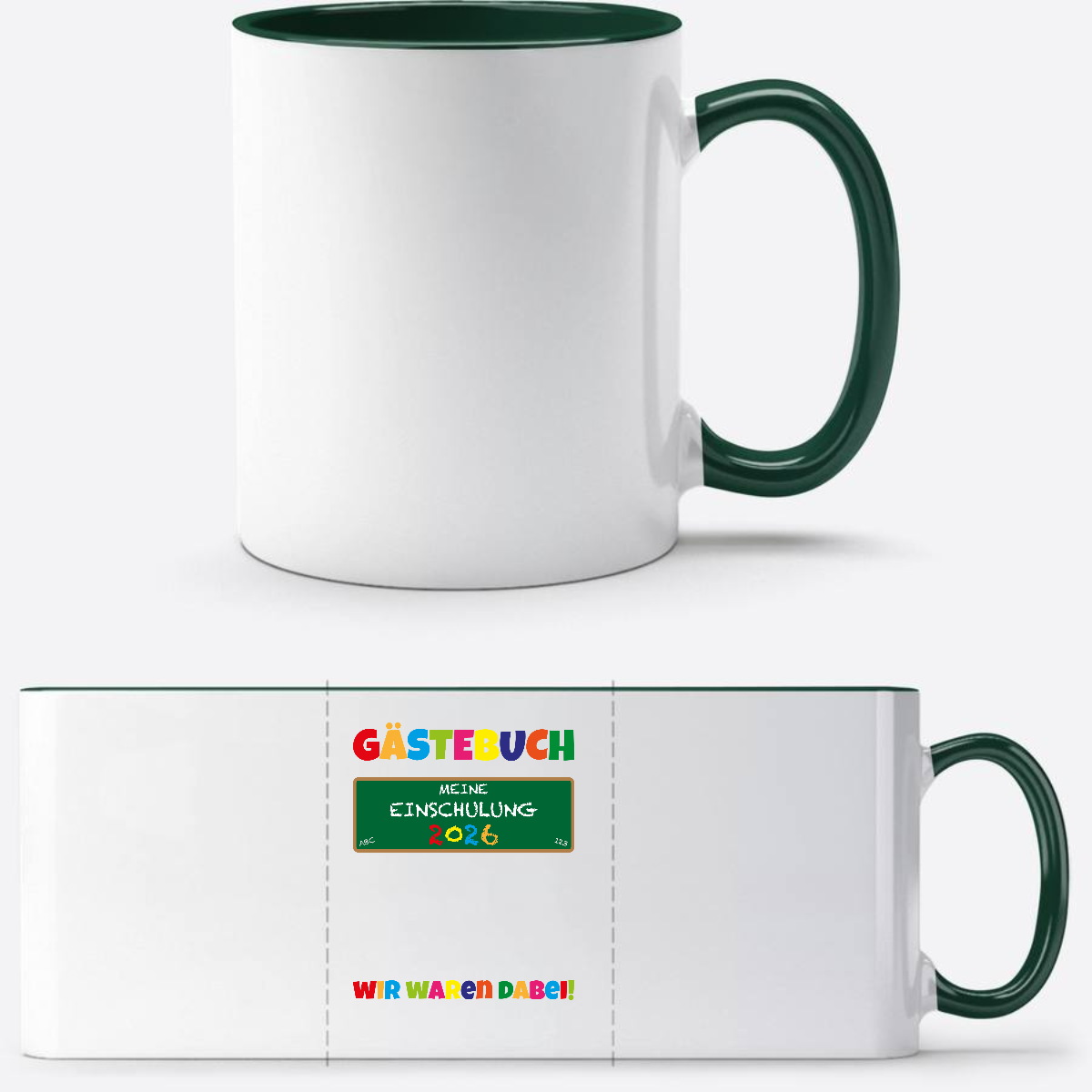 Tasse zur Einschulung 2026 – Geschenk für Schulkinder - White/Petrol