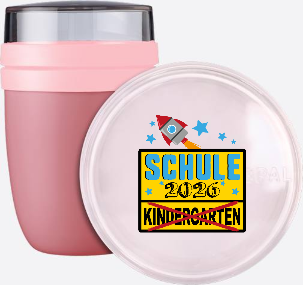 Tasse zur Einschulung 2026: Ortsschild & Rakete mit Name - Vivid Mauve