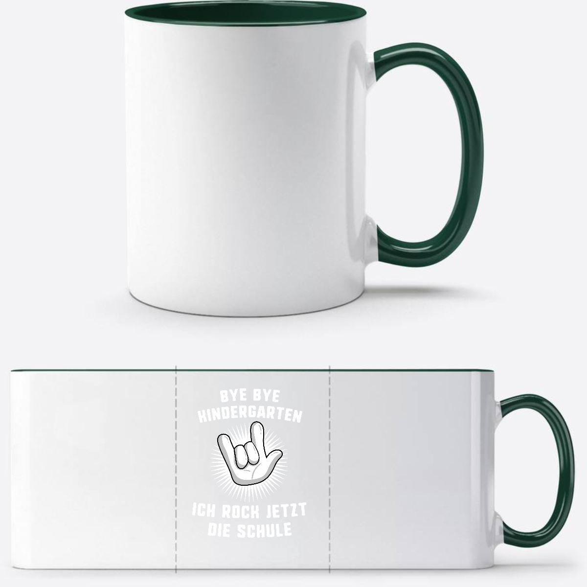 Tasse zur Einschulung: Bye Bye Kindergarten, ich rock die Schule - White/Petrol
