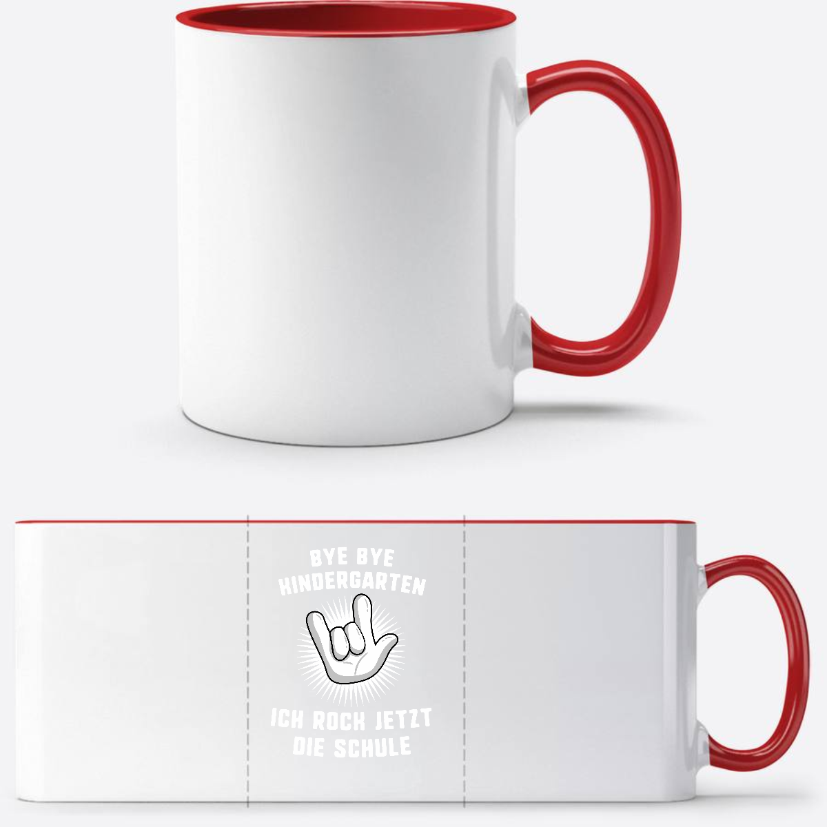 Tasse zur Einschulung: Bye Bye Kindergarten, ich rock die Schule - White/Red