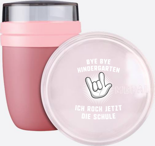 Tasse zur Einschulung: Bye Bye Kindergarten, ich rock die Schule! - Vivid Mauve