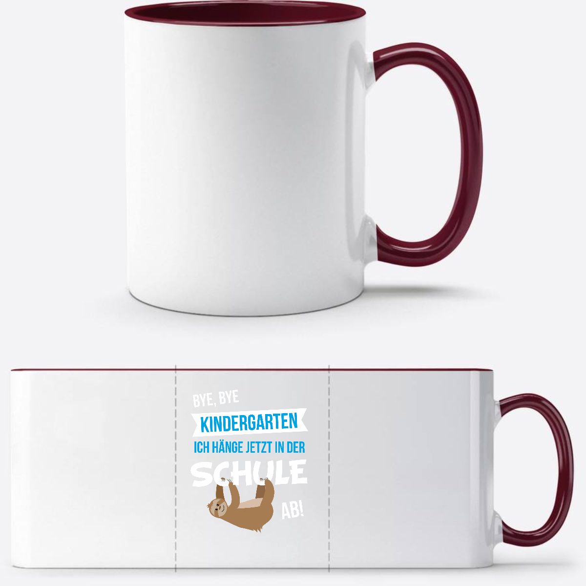 Tasse zur Einschulung – Bye Bye Kindergarten mit Name - White/Bordeaux