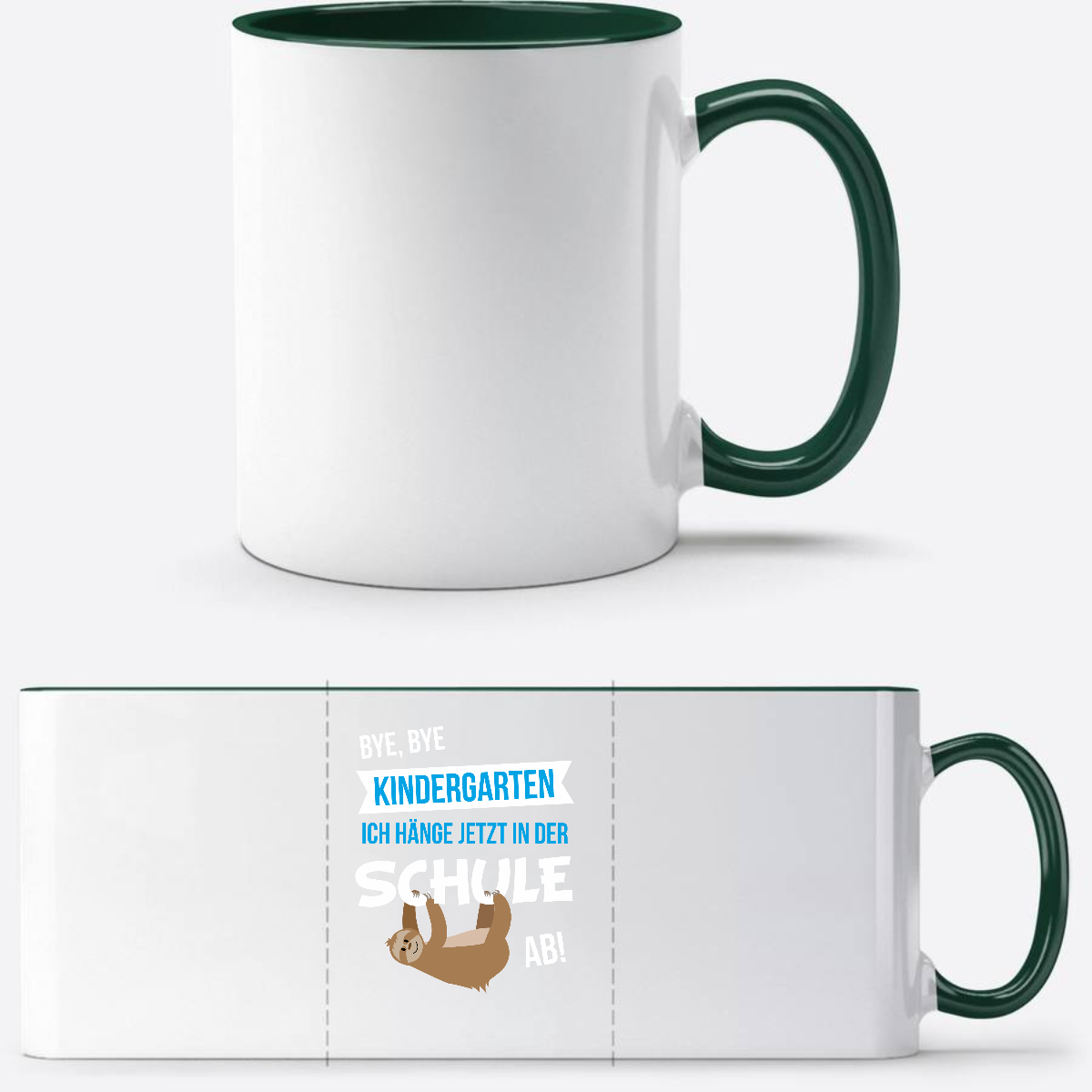 Tasse zur Einschulung – Bye Bye Kindergarten mit Name - White/Petrol