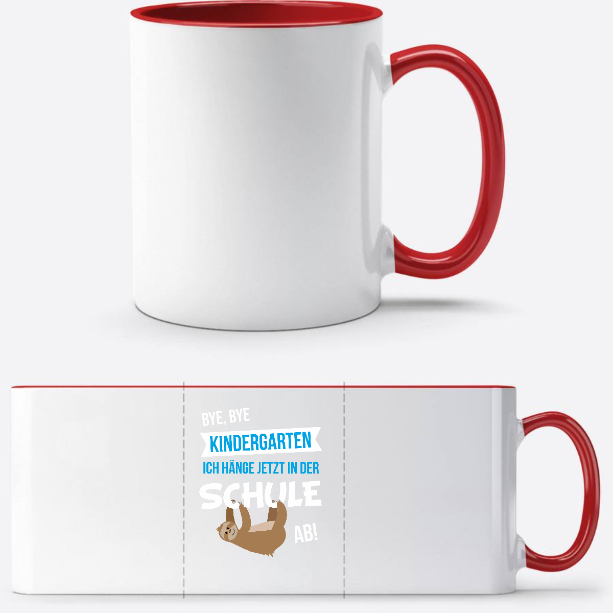 Tasse zur Einschulung – Bye Bye Kindergarten mit Name - White/Red