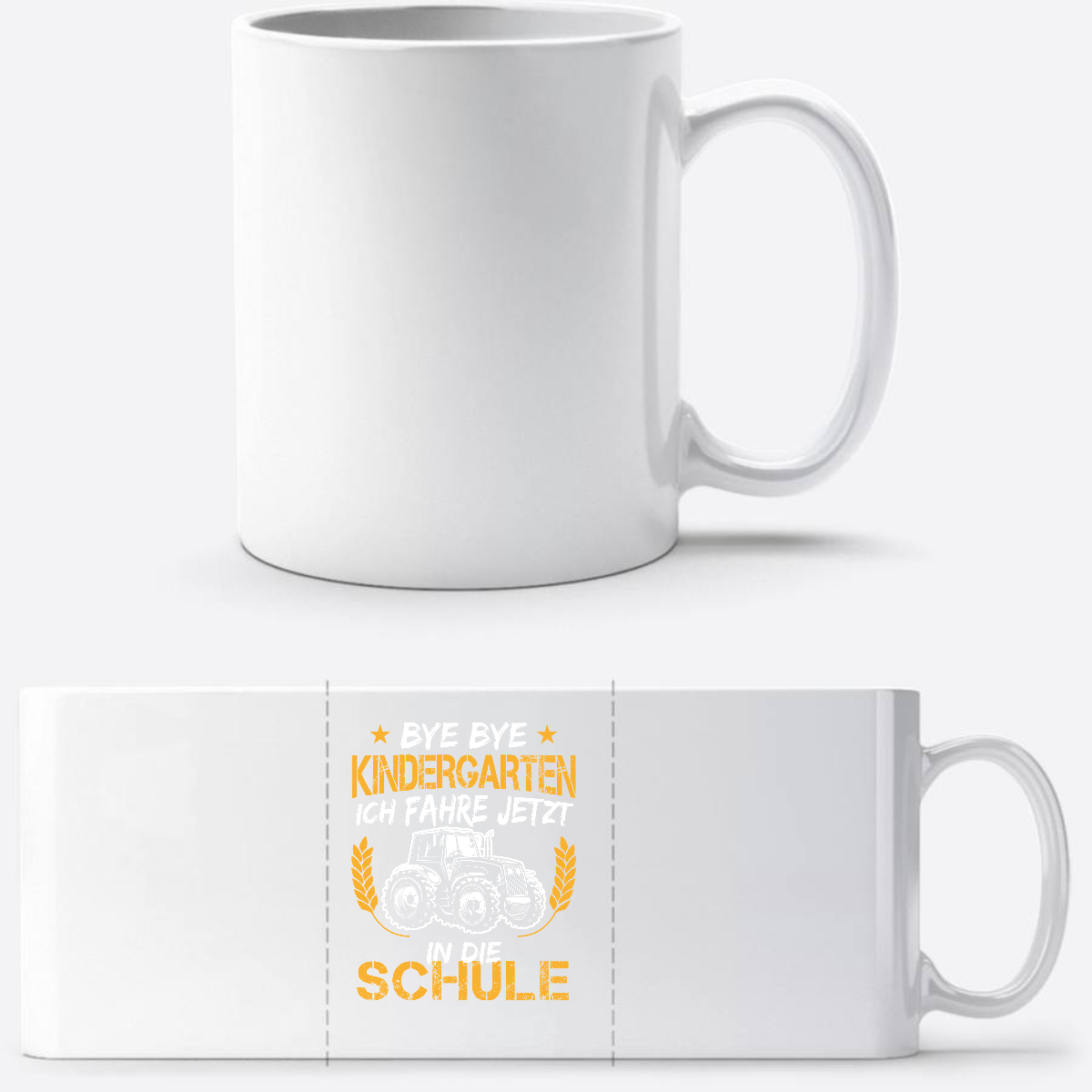 Tasse zur Einschulung: Bye Bye Kindergarten Traktor - Weiß