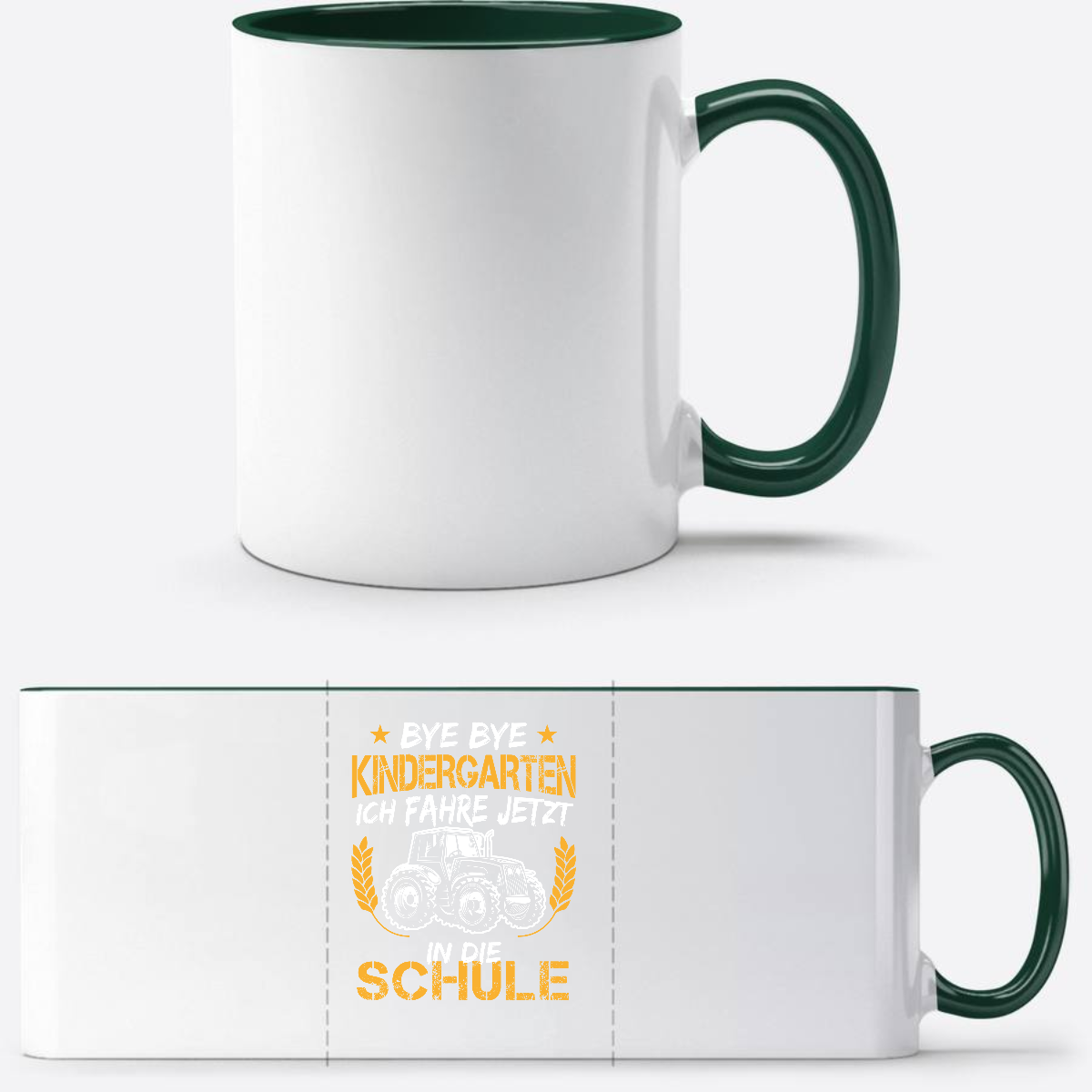 Tasse zur Einschulung: Bye Bye Kindergarten Traktor - White/Petrol