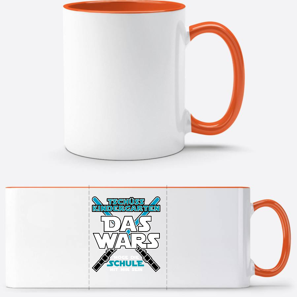 Tasse zur Einschulung: Das wars Kindergarten Tschüss Kita - Weiß/Orange