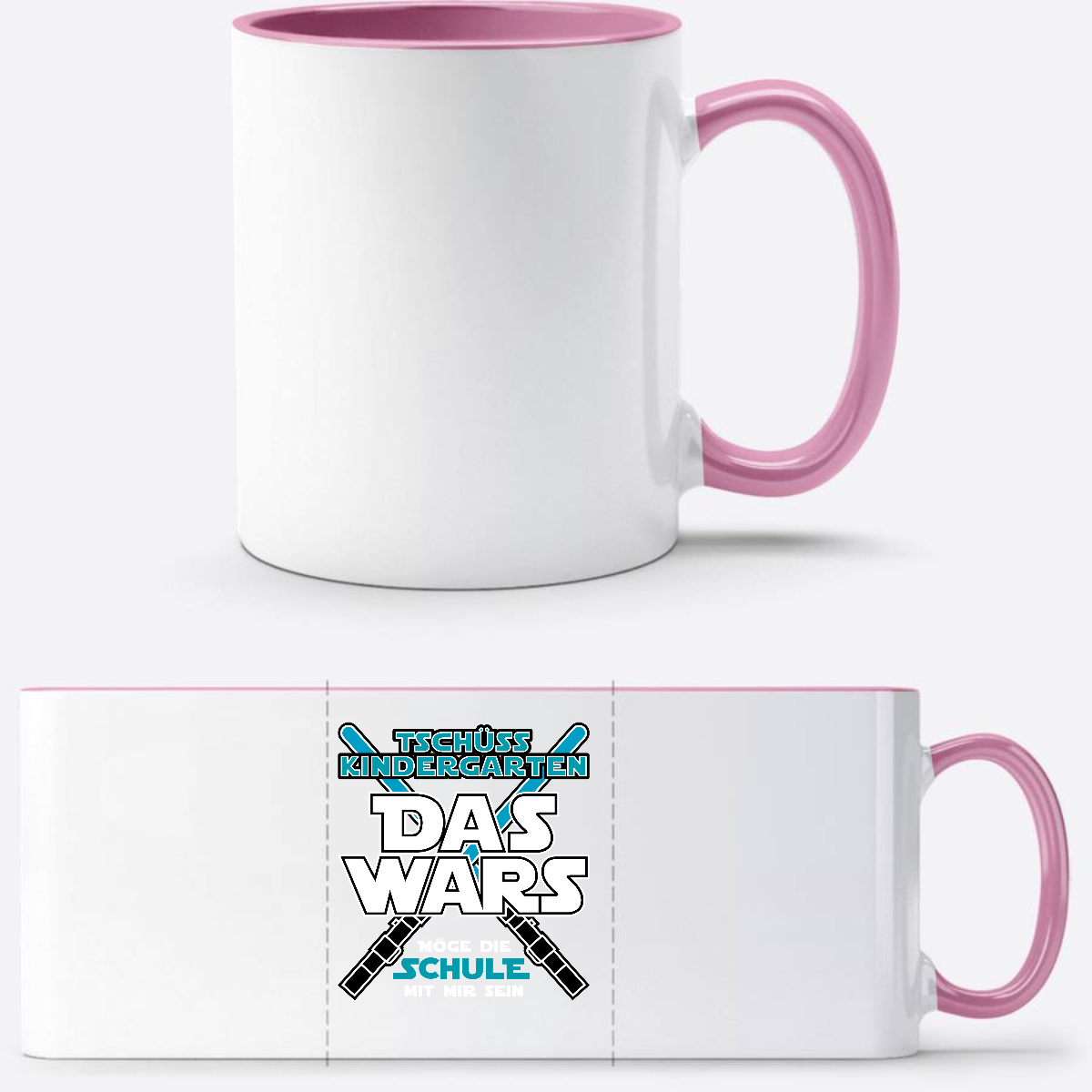 Tasse zur Einschulung: Das wars Kindergarten Tschüss Kita - Weiss/Rosa