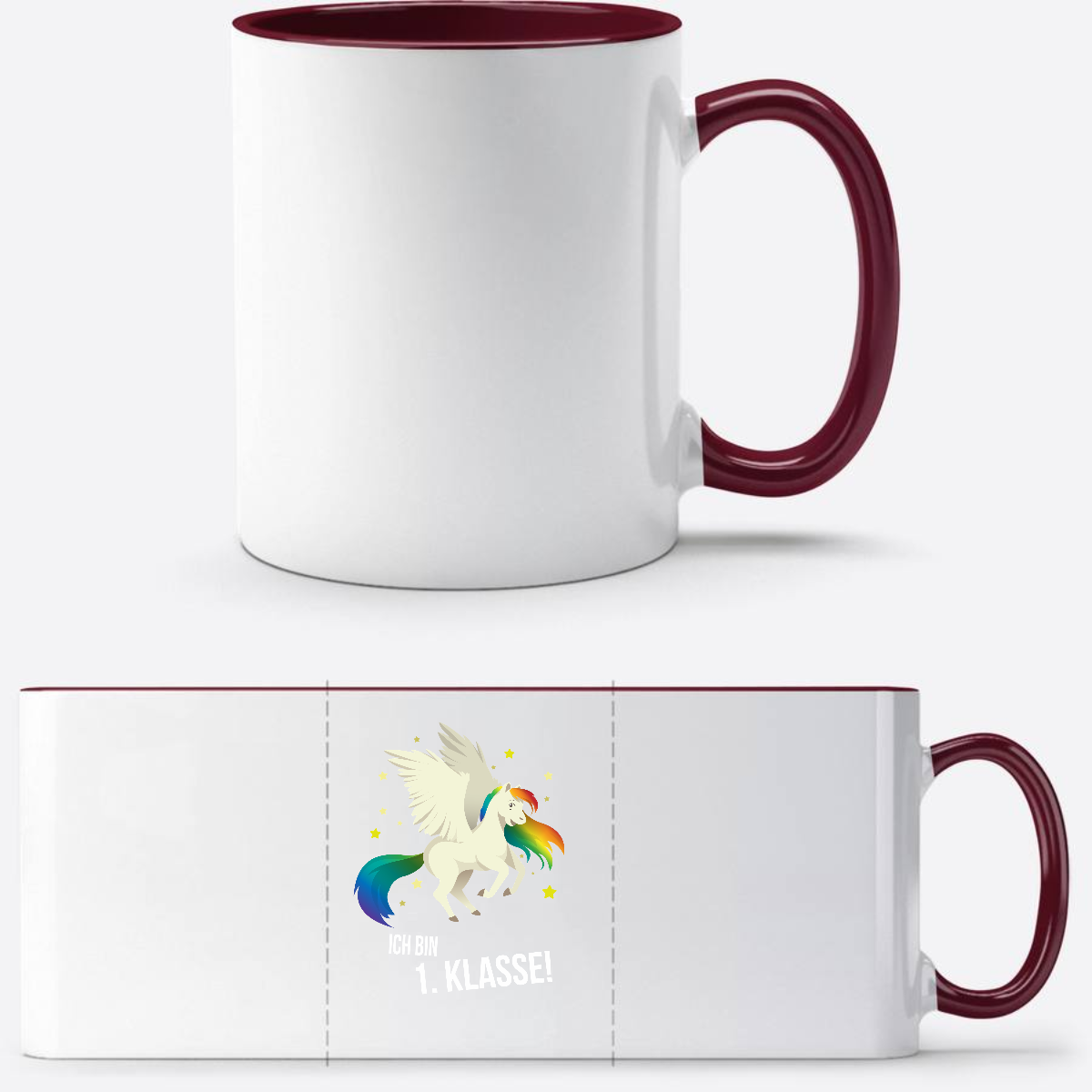 Tasse zur Einschulung – Ich bin 1. Klasse mit Wunschnamen - White/Bordeaux