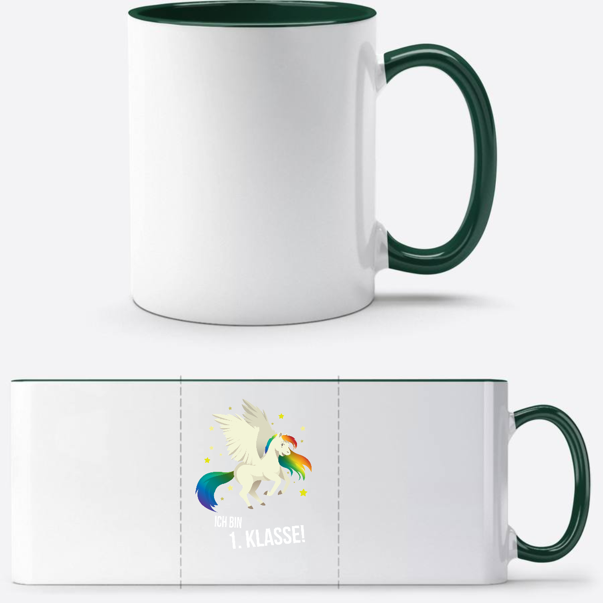 Tasse zur Einschulung – Ich bin 1. Klasse mit Wunschnamen - White/Petrol