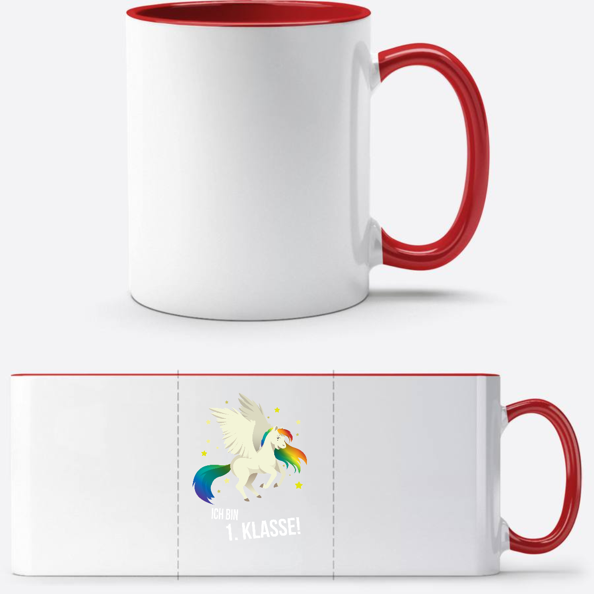 Tasse zur Einschulung – Ich bin 1. Klasse mit Wunschnamen - White/Red