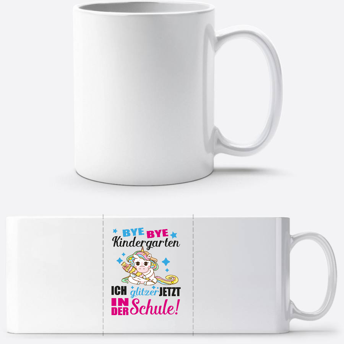 Tasse zur Einschulung: Ich glitzer jetzt in der Schule Einhorn - Weiß