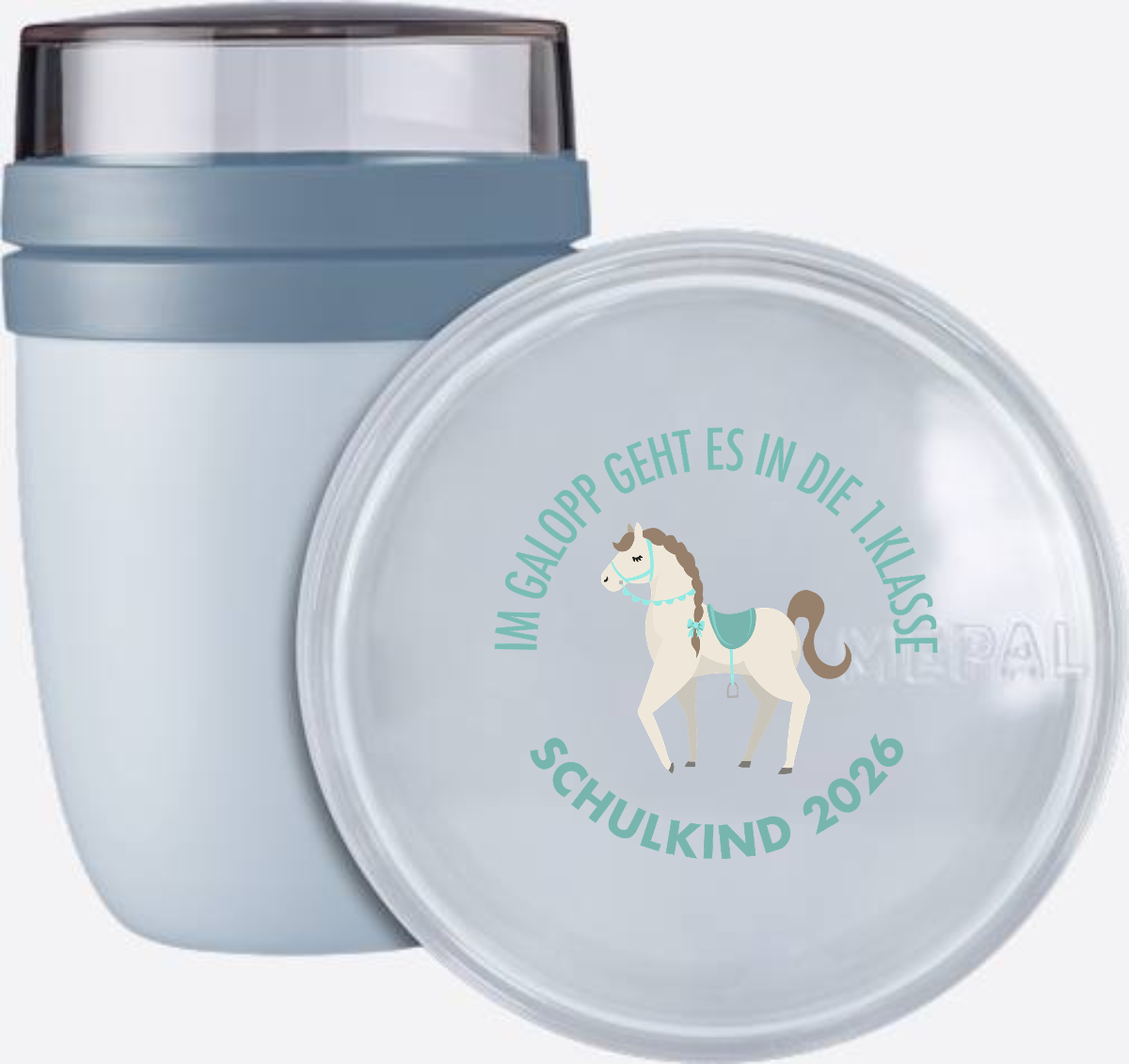 Tasse zur Einschulung: Im Galopp Schulkind 2026 mit Name - Nordic Blue