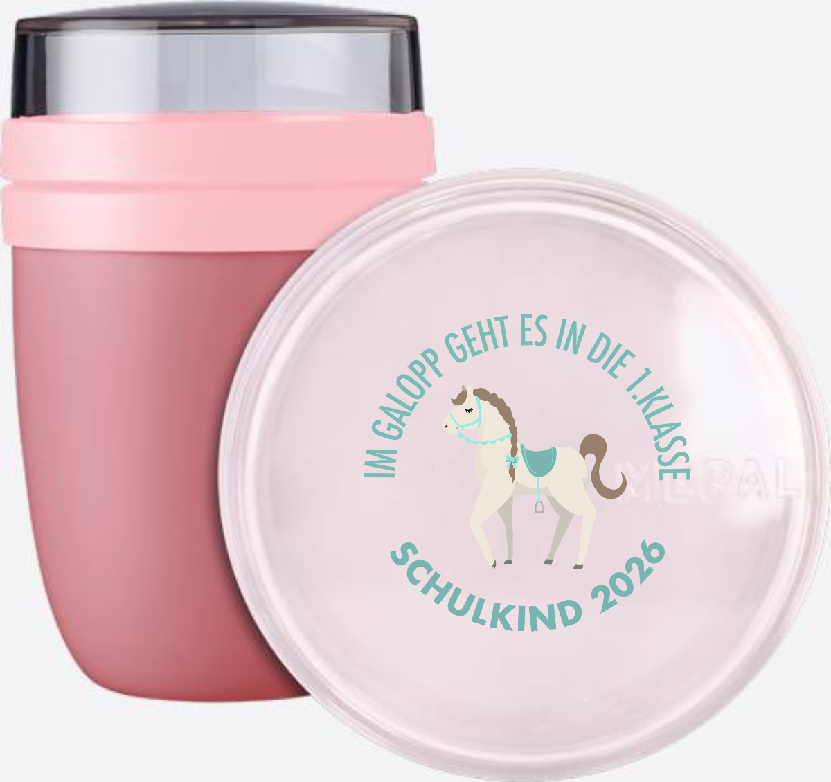 Tasse zur Einschulung: Im Galopp Schulkind 2026 mit Name - Vivid Mauve