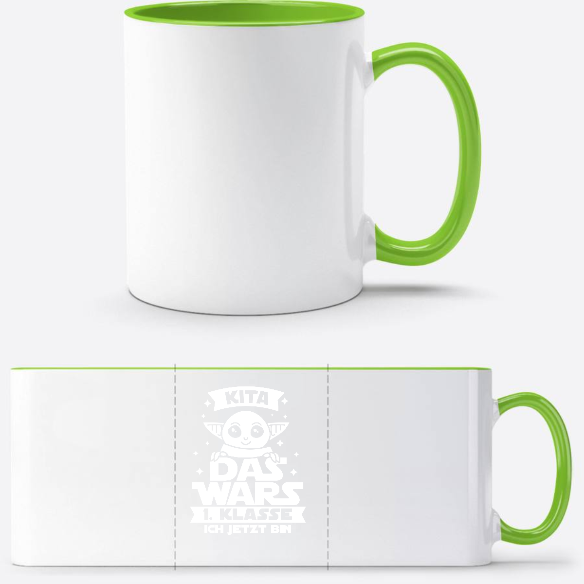 Tasse zur Einschulung – Kita Das Wars: 1. Klasse ich jetzt bin - Weiß/Grün