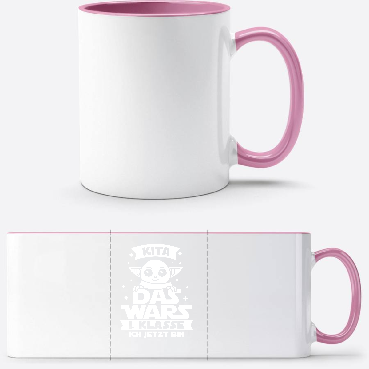 Tasse zur Einschulung – Kita Das Wars: 1. Klasse ich jetzt bin - Weiss/Rosa