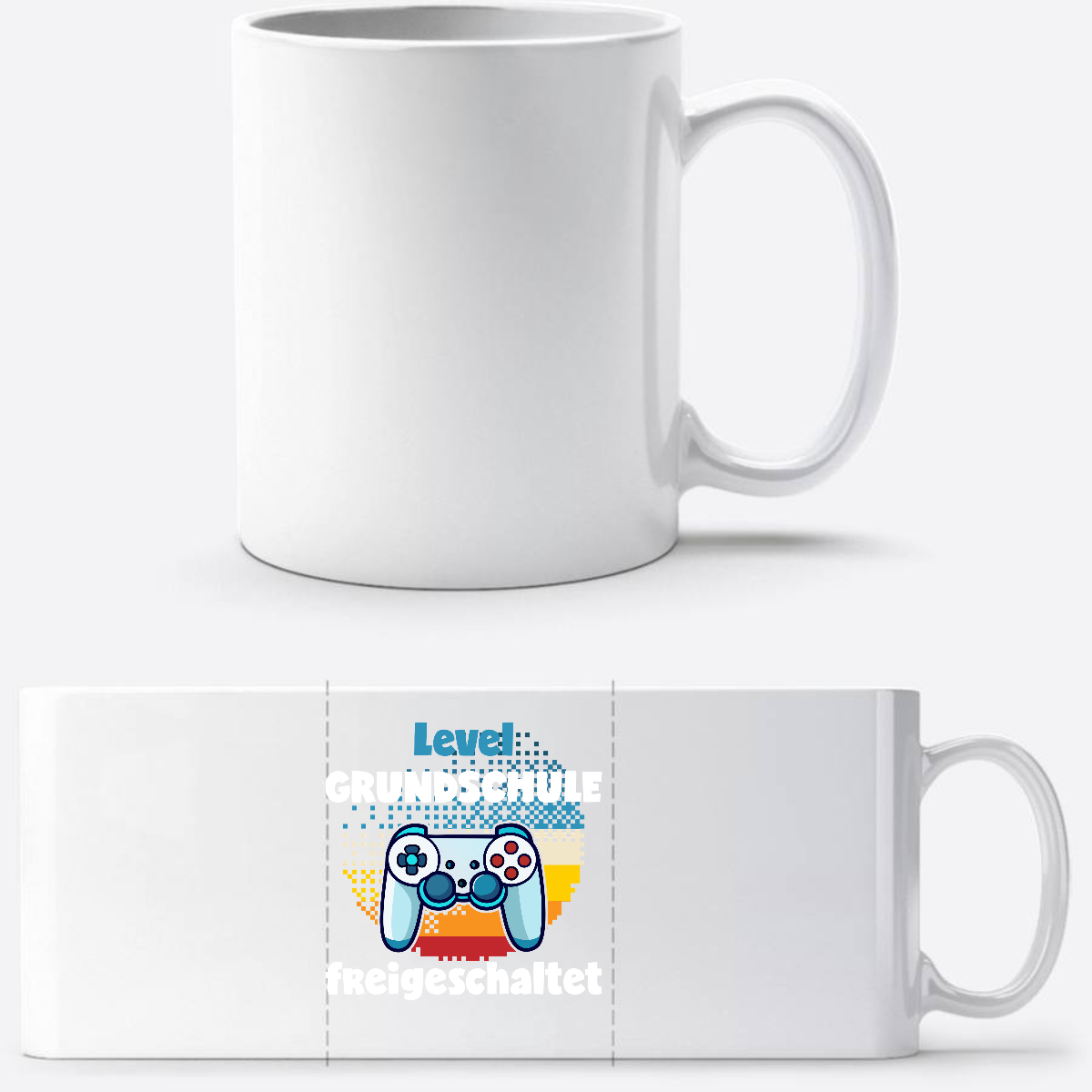Tasse zur Einschulung – Level Grundschule freigeschaltet - Weiß