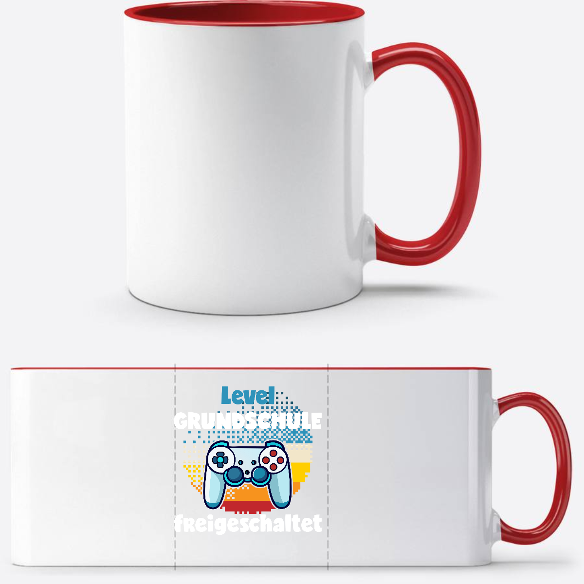 Tasse zur Einschulung – Level Grundschule freigeschaltet - White/Red