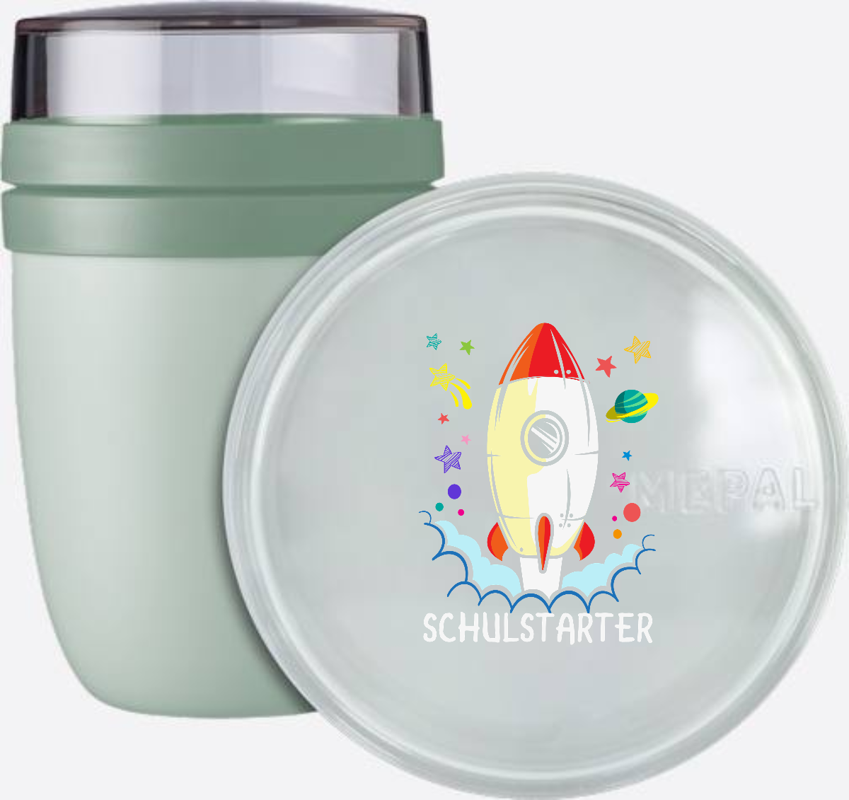 Tasse zur Einschulung mit Name – Bunte Schulstarter Rakete - Nordic Sage