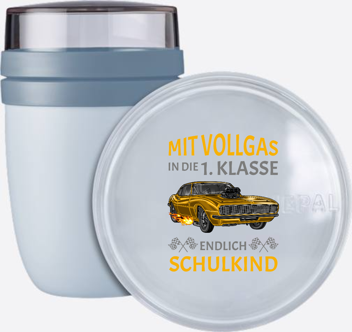 Tasse zur Einschulung: Mit Vollgas in die 1. Klasse - Rennauto - Nordic Blue