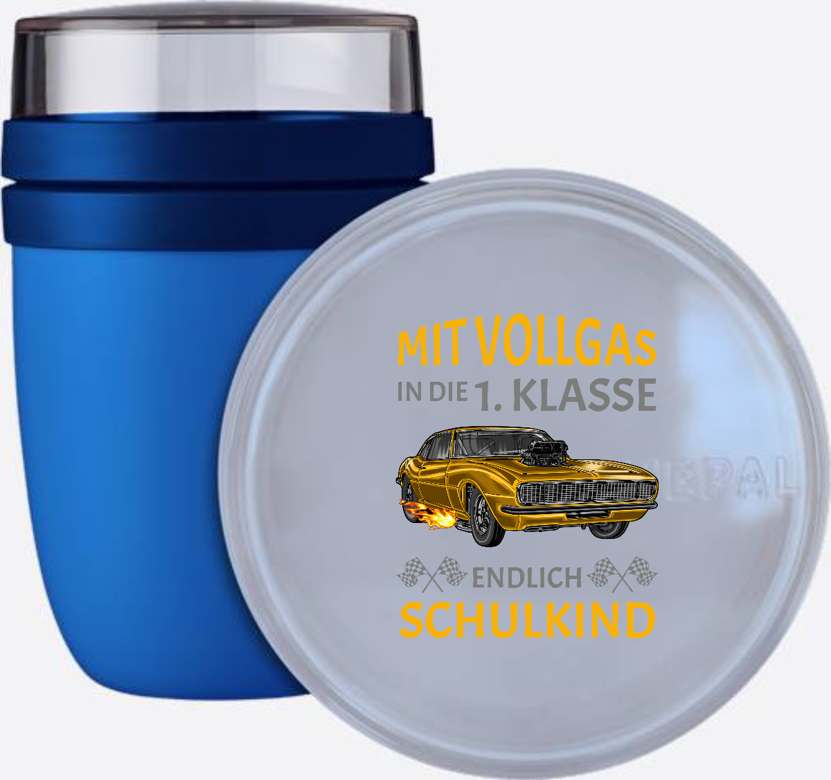 Tasse zur Einschulung: Mit Vollgas in die 1. Klasse - Rennauto - Vivid Blue
