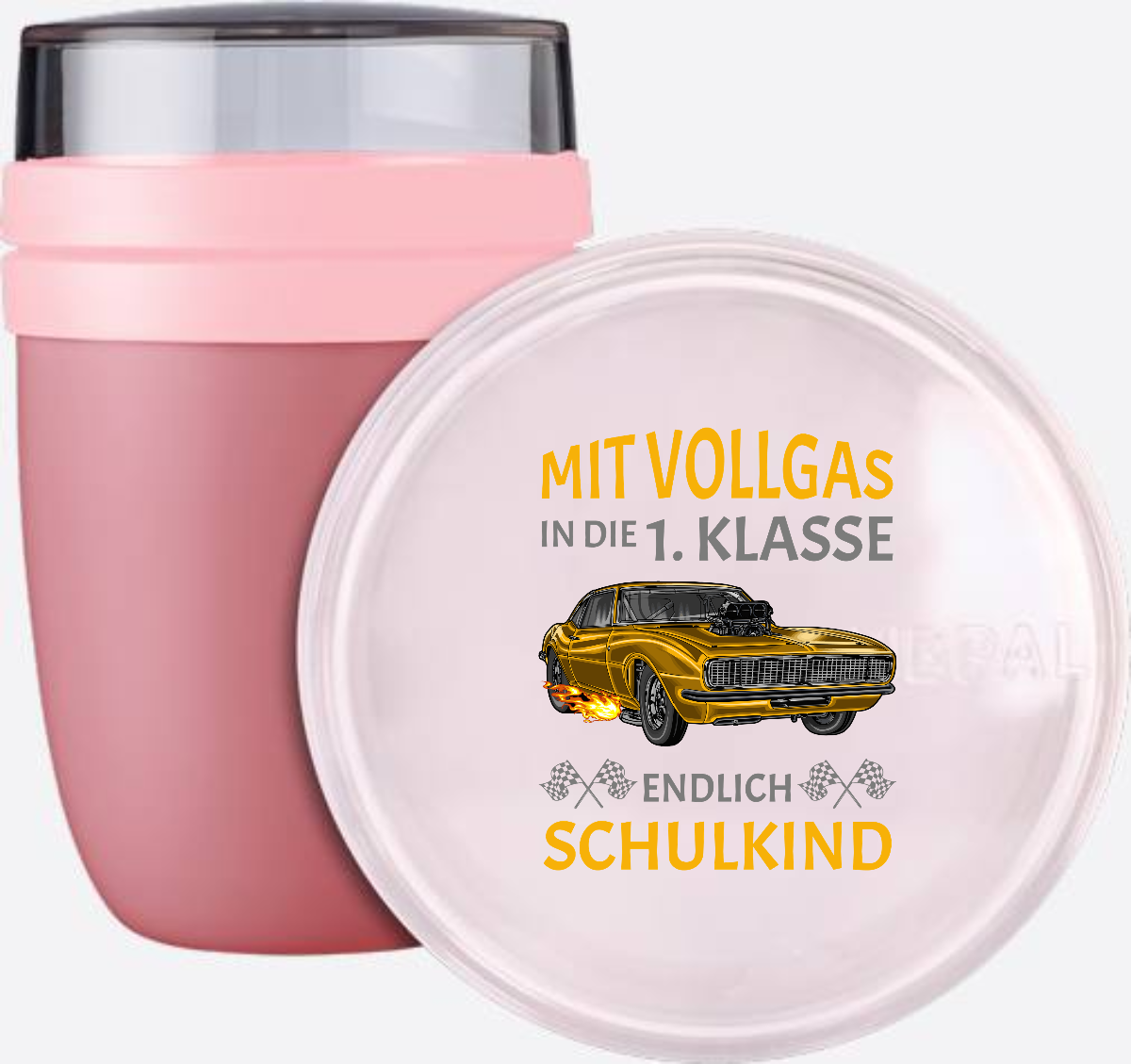 Tasse zur Einschulung: Mit Vollgas in die 1. Klasse - Rennauto - Vivid Mauve