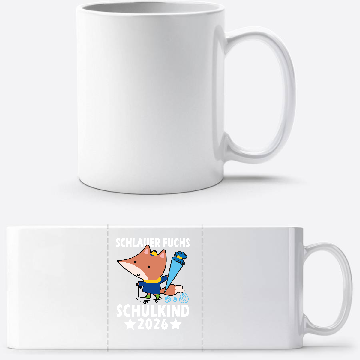 Tasse zur Einschulung – Schlauer Fuchs Schulkind 2026 mit Name - Weiß