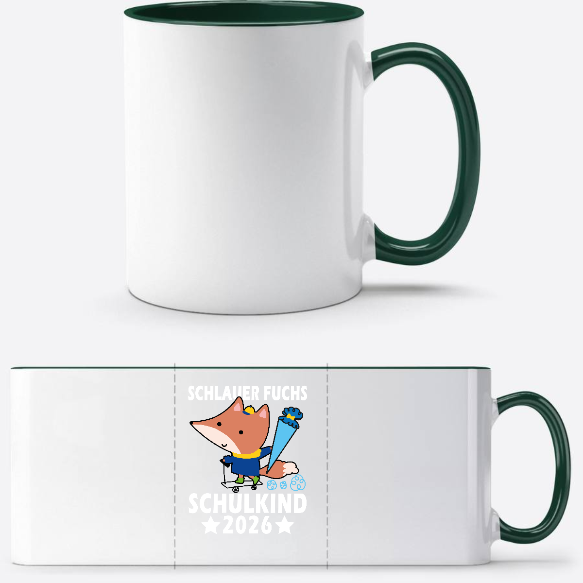 Tasse zur Einschulung – Schlauer Fuchs Schulkind 2026 mit Name - White/Petrol