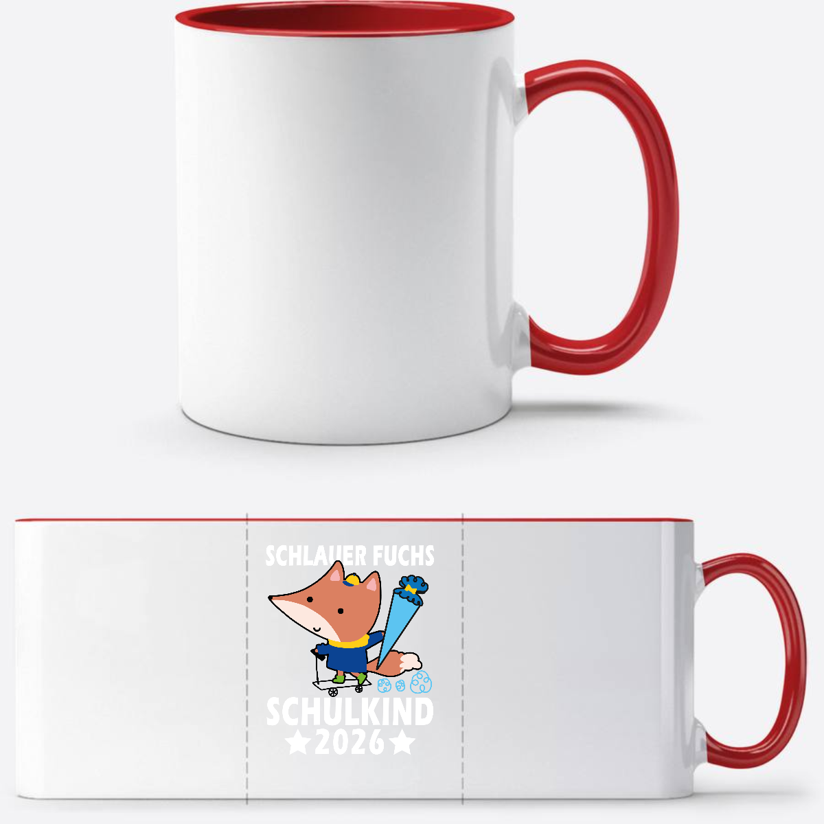 Tasse zur Einschulung – Schlauer Fuchs Schulkind 2026 mit Name - White/Red