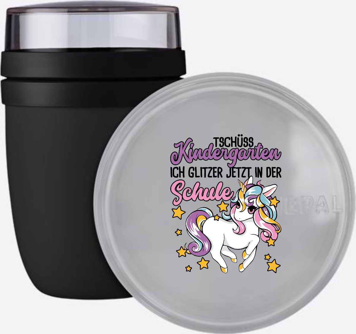 Tasse zur Einschulung: Tschüss Kindergarten Einhorn - Nordic Black